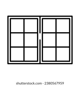 Window icon. Simple outline style. Double, window frame, square, close, room, house, home interior concept. Thin line symbol. Vector illustration isolated.
