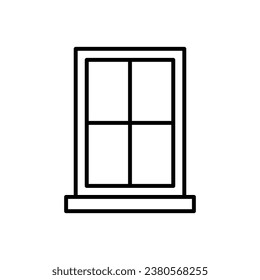 Window icon. Simple outline style. Window frame, square, construction, room, house, home interior concept. Thin line symbol. Vector illustration isolated.