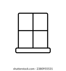 Icono de ventana. Estilo de contorno simple. Marco de ventana, cuadrado, construcción, habitación, casa, concepto interior de casa. Símbolo de línea delgada. Ilustración vectorial aislada.