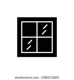 Window icon. Simple solid style. Window frame, construction, room, house, home interior concept. Silhouette, glyph symbol. Vector illustration isolated.