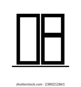 Window icon. Simple solid style. Window frame, closed, construction, room, house, home interior concept. Silhouette, glyph symbol. Vector illustration isolated.
