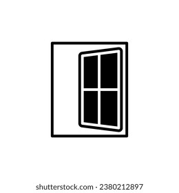 Window icon. Simple solid style. Window open, frame, square, glass, construction, room, house, home interior concept. Silhouette, glyph symbol. Vector illustration isolated.