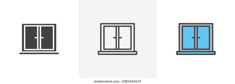 Colección de iconos de ventana sobre fondo blanco.