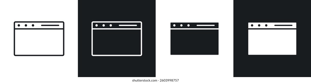 Window icon symbol collection on white background.