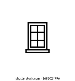 Window icon symbol in linear, outline icon isolated on white background