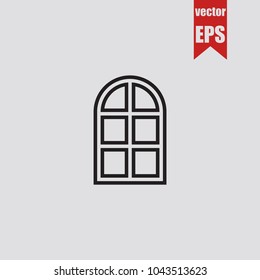 Window icon in trendy isolated on grey background.Vector illustration.