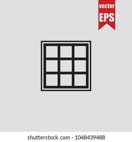 Window icon in trendy isolated on grey background.Vector illustration.