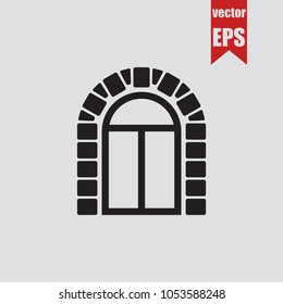 Window icon in trendy isolated on grey background.Vector illustration.
