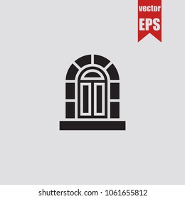 Window icon in trendy isolated on grey background.Vector illustration.