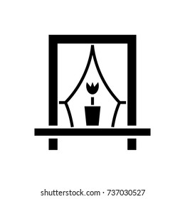 window icon, vector illustration, black sign on isolated background