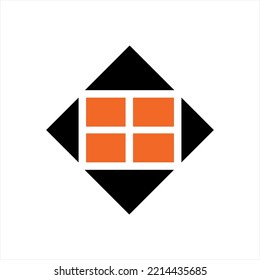 Window icon vector logo design and four triangles.