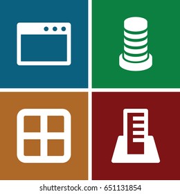 Window icons set. set of 4 window filled icons such as