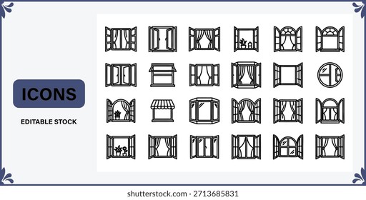 Conjunto de iconos de ventana para stock editable