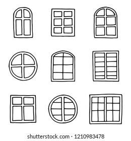 window icons set. hand drawing object in isolation.