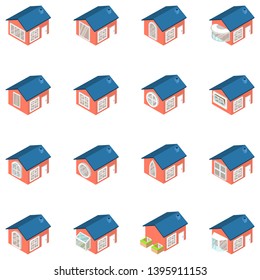 Window icons set. Isometric set of window vector icons for web isolated on white background