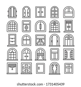 window icons set line theme design