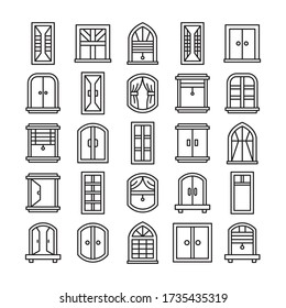 window icons set line theme design