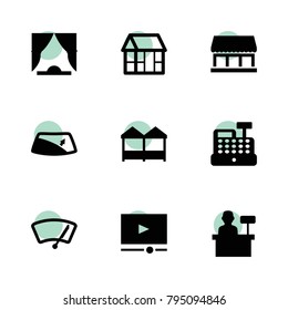 Window icons. vector collection filled window icons set.. includes symbols such as window repair, car wiper, frame house, curtain. use for web, mobile and ui design.