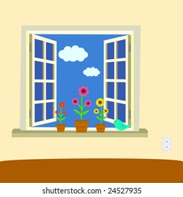 Window illustration with cute details