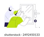 Window installation abstract concept vector illustration. Group of contractors installs windows, residential construction service, interior works, sills assembly abstract metaphor.