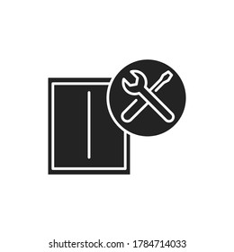 Window installation black glyph icon. Setting the window and window's sill into the opening. Handyman services. Pictogram for web page, mobile app, promo. UI UX GUI design element