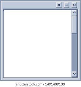 Window interface pixel art flat style vector illustration. Opened browser window template. Design for web and mobile app.  