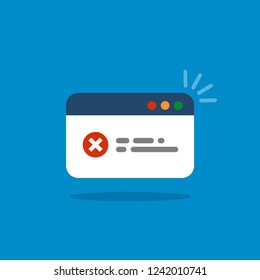 Window interface reporting the error. System notification icon. Isolated vector illustration.