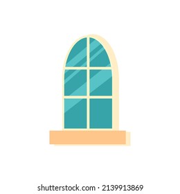 Window. Interior element. Cleaning the facade of the house. Window frame. Vector illustration isolated on white background. Cartoon style.