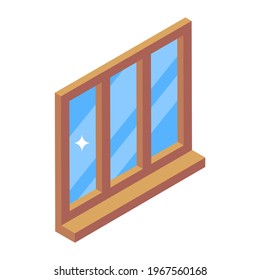 Window in isometric style icon, classroom furnishing 