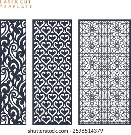 Window jali flower and peacock templates for wooden laser cutting
