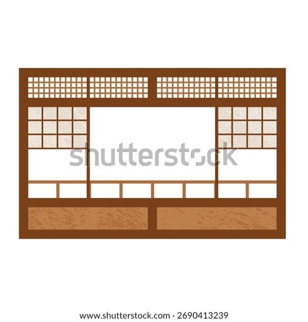 window of Japanese house is drawn in flat style and isolated on white background. geometric window in the minimalist style, detail of traditional Japanese house. stock vector illustration. EPS 10.