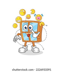 the window laugh and mock character. cartoon mascot vector