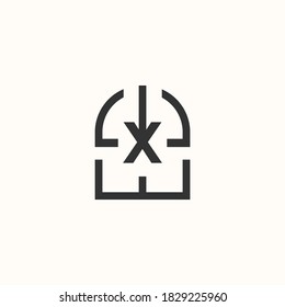 window letters. Logo design vector template. Negative space style.