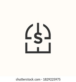 window letters. Logo design vector template. Negative space style.