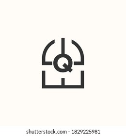 window letters. Logo design vector template. Negative space style.