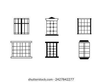 conjunto de iconos de líneas de ventana.