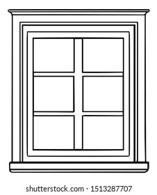 Window Line Drawing - Vector Illustration