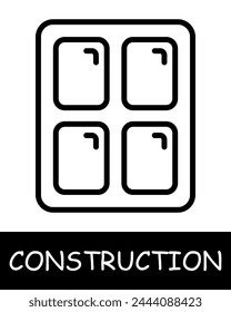 Icono de línea de ventana. Vidrio, marco, construcción, capataz, edificio, cemento, cimentación, arquitectura, techo, proyecto, trabajo. Icono de línea de Vector para negocios y publicidad