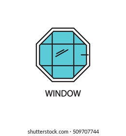 Window line icon. High quality pictogram of window for home's interior. Outline vector symbol for design website or mobile app. Thin line sign of mirror for logo, visit card, etc.