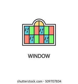 Window line icon. High quality pictogram of window for home's interior. Outline vector symbol for design website or mobile app. Thin line sign of mirror for logo, visit card, etc.