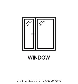 Window line icon. High quality pictogram of window for home's interior. Outline vector symbol for design website or mobile app. Thin line sign of mirror for logo, visit card, etc.