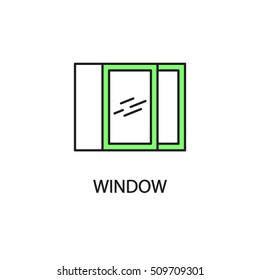 Window line icon. High quality pictogram of window for home's interior. Outline vector symbol for design website or mobile app. Thin line sign of mirror for logo, visit card, etc.