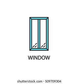 Window line icon. High quality pictogram of window for home's interior. Outline vector symbol for design website or mobile app. Thin line sign of mirror for logo, visit card, etc.