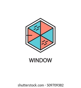 Window line icon. High quality pictogram of window for home's interior. Outline vector symbol for design website or mobile app. Thin line sign of mirror for logo, visit card, etc.