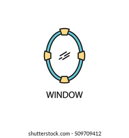 Window line icon. High quality pictogram of window for home's interior. Outline vector symbol for design website or mobile app. Thin line sign of mirror for logo, visit card, etc.