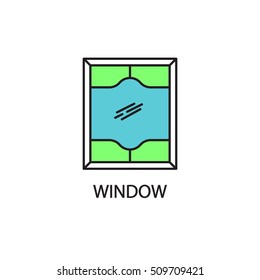 Window line icon. High quality pictogram of window for home's interior. Outline vector symbol for design website or mobile app. Thin line sign of mirror for logo, visit card, etc.