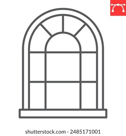 Window line icon, interior and home decor, window vector icon, vector graphics, editable stroke outline sign, eps 10.