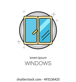 Window line icon logotype design templates. Modern logo vector template.