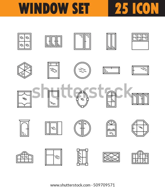 Window Line Icon Set Collection High: เวกเตอร์สต็อก (ปลอดค่าลิขสิทธิ์ ...