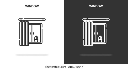 icono de la línea de ventana. Estilo de contorno simple.signo lineal de ventana. Ilustración vectorial aislada en fondo blanco. EPS de trazo editable 10